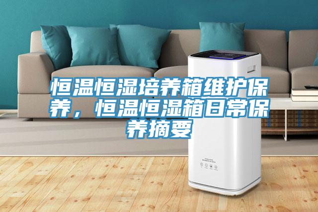 恒溫恒濕培養箱維護保養，恒溫恒濕箱日常保養摘要